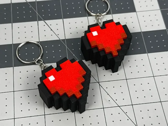 Minecraft Temalı Piksel Kalp Tıklanabilir Anahtarlık resmi